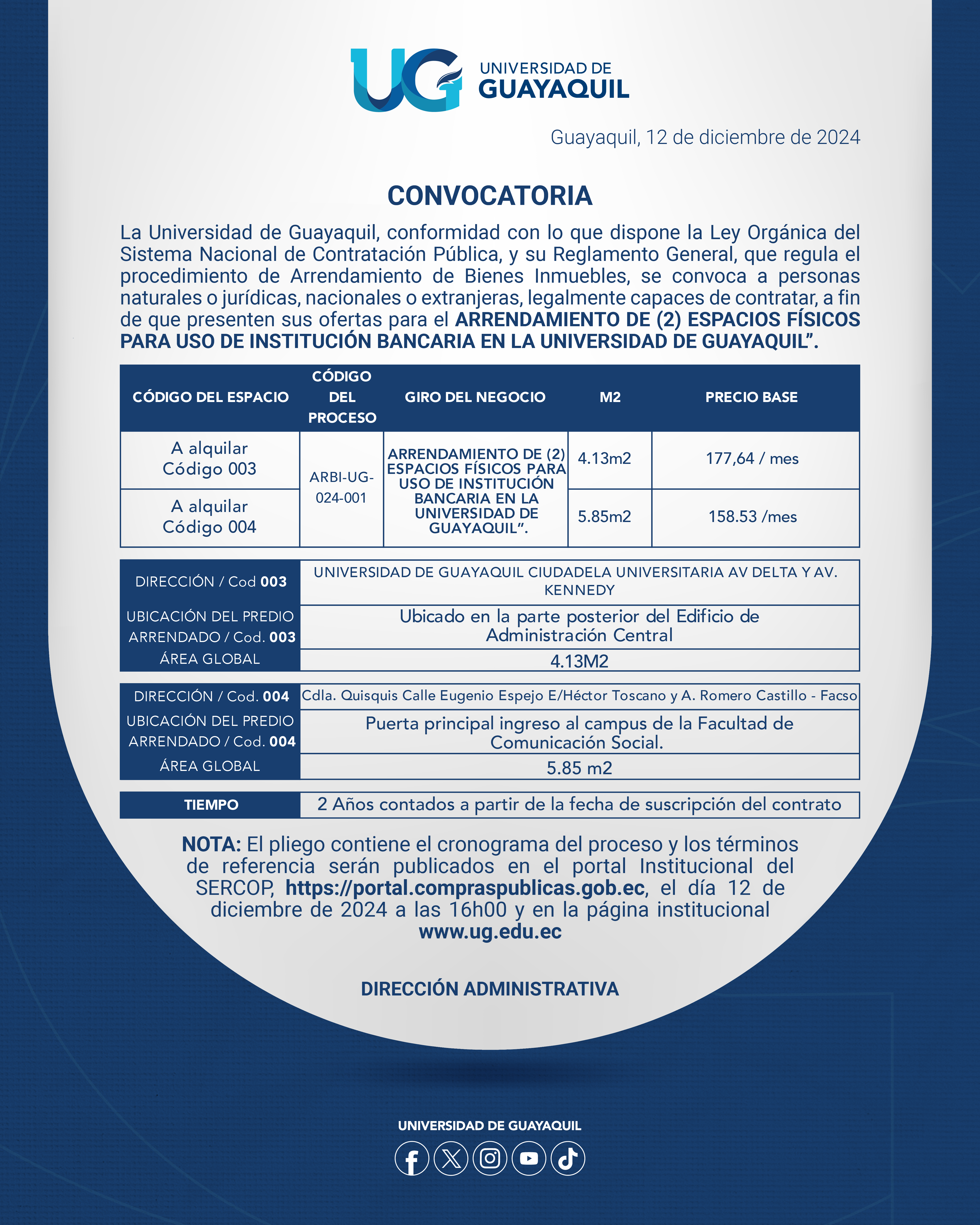 Convocatoria No. ARBI-UG-2024-01